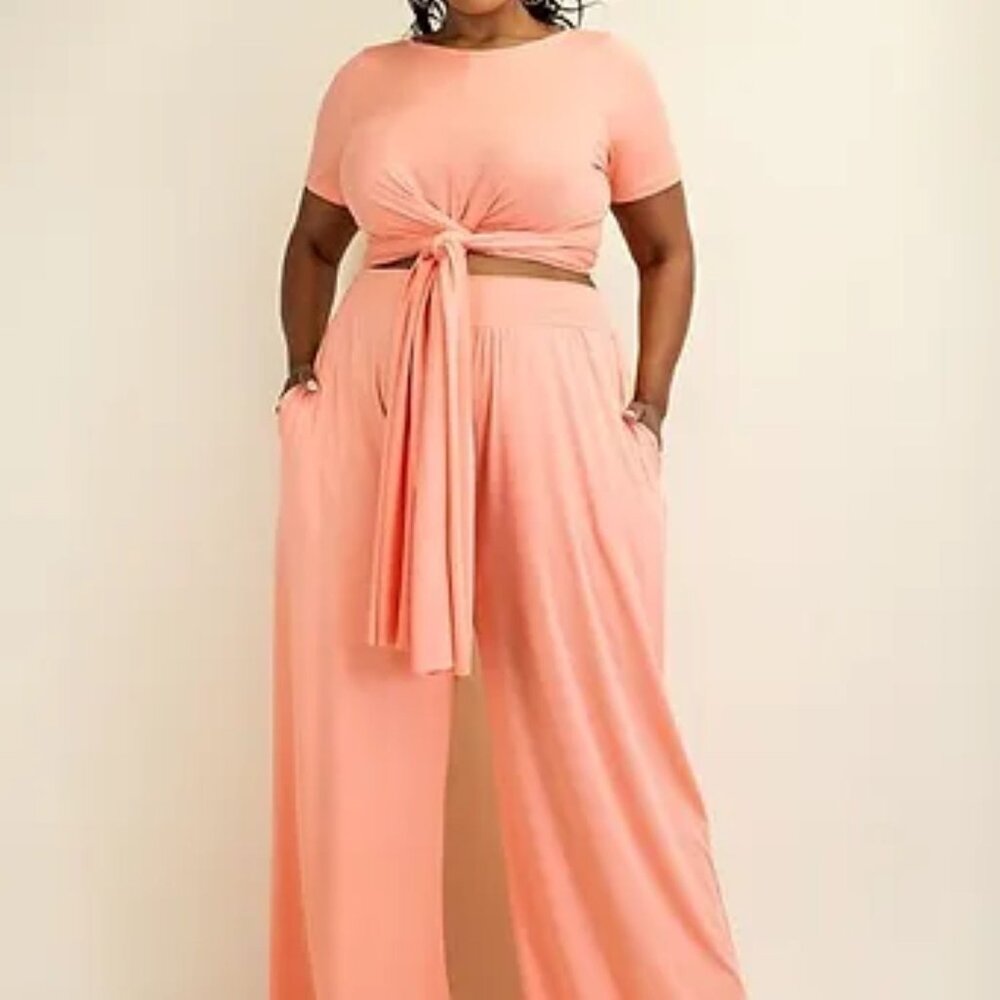 Wrap Top and Palazzo Pants Set